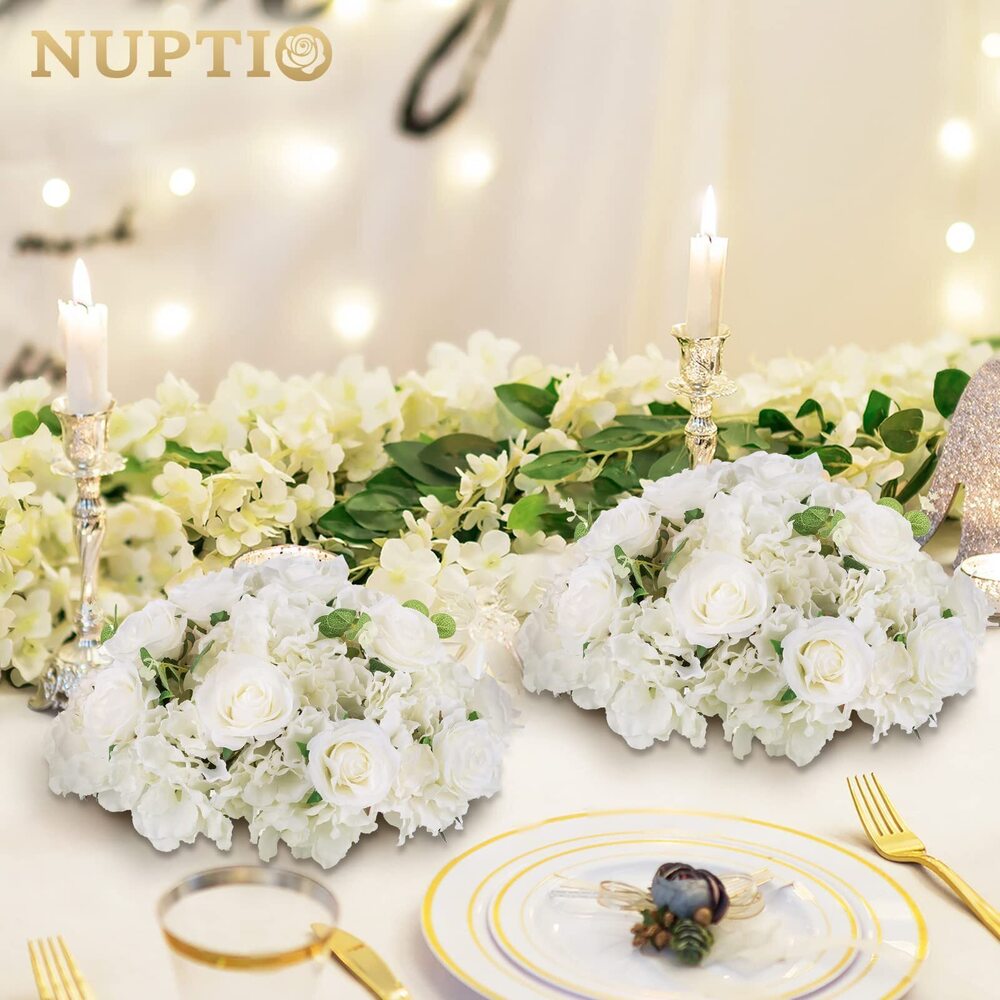 1570 Flower Ball Arrangement Bouquet - 2 Pcs 15.7 inch Diameter White - Picture 6 of 8